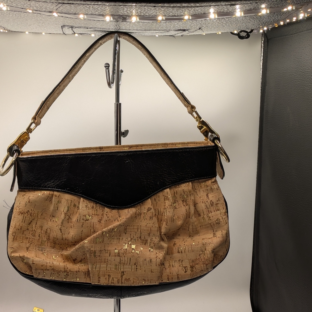 André Oliver Black and Cork Women's Bag with Faux Leather